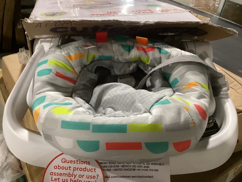 Condition photo showing As Is for bright starts learn-to-sit baby floor seat, 2-positions grow with infant, portable baby chair, includes sensory toys, unisex, 4-12 months, playful paradise multicolored