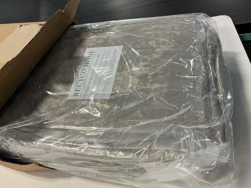 Condition photo showing New/Like New for recyco luxury velvet quilt set, california king 118'' x 106'' oversized bedspread, ultra soft velvet comforter, lightweight box stitch bedding sets for all season, with 2 shams, urban taupe oversized cal king (118" x 106") urban taupe