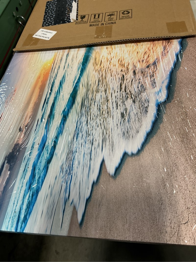 Condition photo showing New/Like New for baisuart s02250 canvas prints wall art beach sunset ocean waves nature pictures stretched canvas wooden framed for living room bedroom and office 20.00" x 40.00" sunset waves