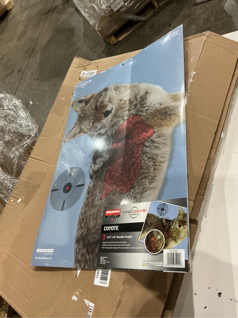Condition photo showing Good Condition for birchwood casey pregame 16.5" x 24" big game animal targets - photo-realistic instant splattering shooting targets - for use with all guns & calibers - 3 targets pack coyote