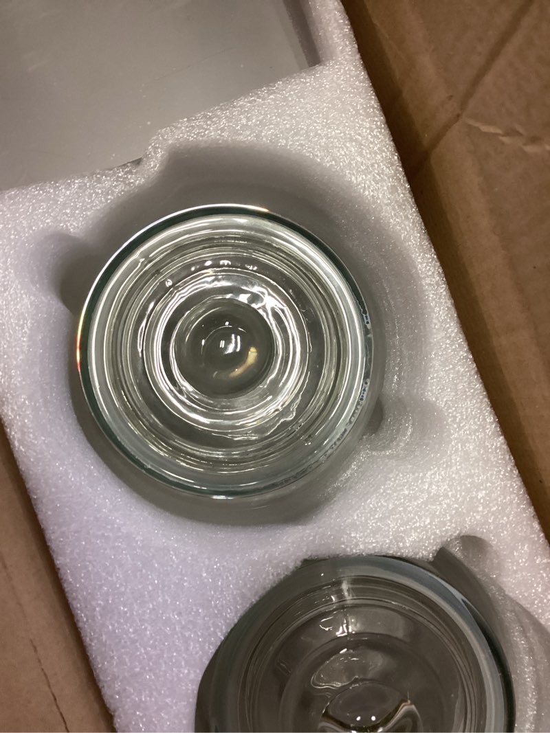 Condition photo showing As Is for glass jars and dryer sheet holder, dispenser set with lids and labels, containers for laundry room organization and storage, half gallon airtight glass jars, acrylic storage box for laundry supplies, clear