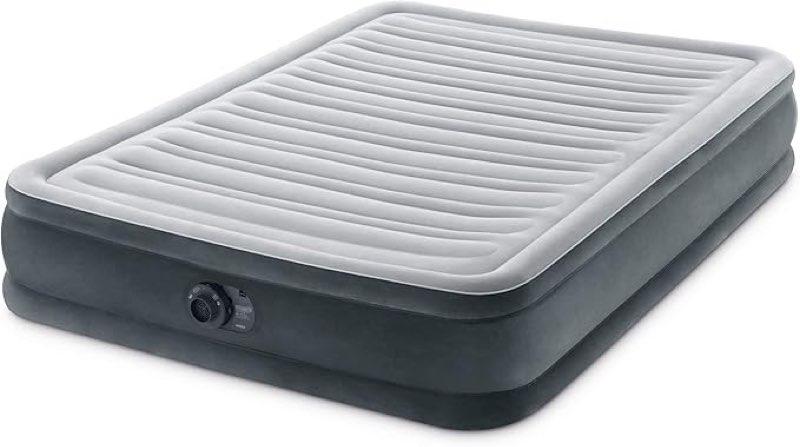 INTEX 67767ED Dura-Beam Deluxe Comfort-Plush Mid-Rise Air Mattress: Fiber-Tech – Full Size – Built-in Electric Pump – 13in Bed Height – 600lb Weight Capacity