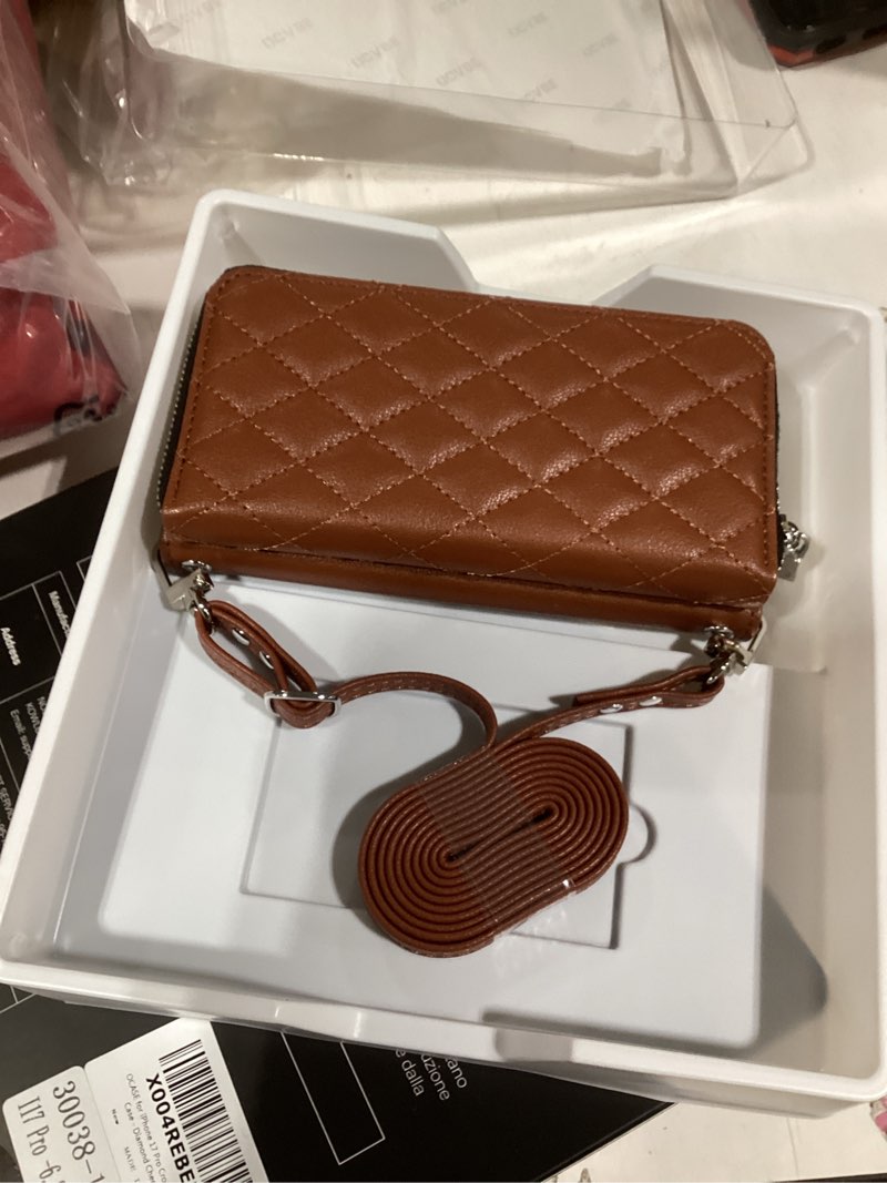 Condition photo showing Good Condition for OCASE for iPhone 17 Pro Crossbody Wallet Case - Stylish PU Leather Handbag Phone Purse with Zipper Closure, Card Slots & RFID Blocking - Wrist Strap, Lanyard, Kickstand - Diamond Check Brown Diamond Check Brown iPhone 17 Pro