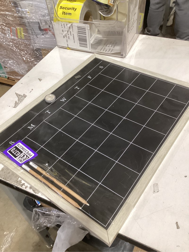 Condition photo showing As Is for Similar to stockU Brands Magnetic Chalk Calendar Board, 16\" x 20\", Rustic Wood Style Frame, Includes Chalk Pencils and Magnet