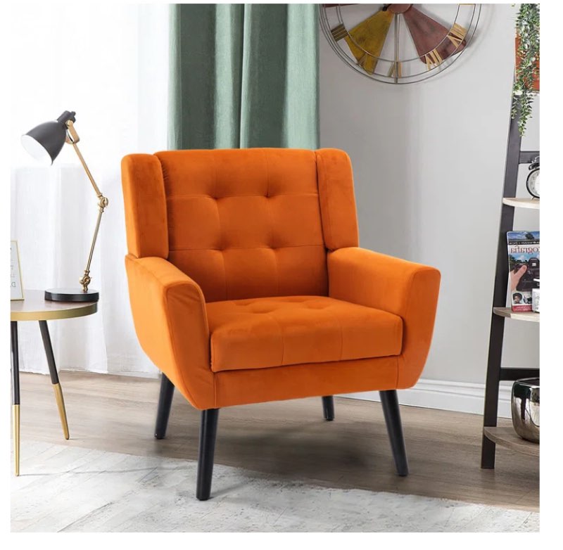 tufted upholstered wide back armchair