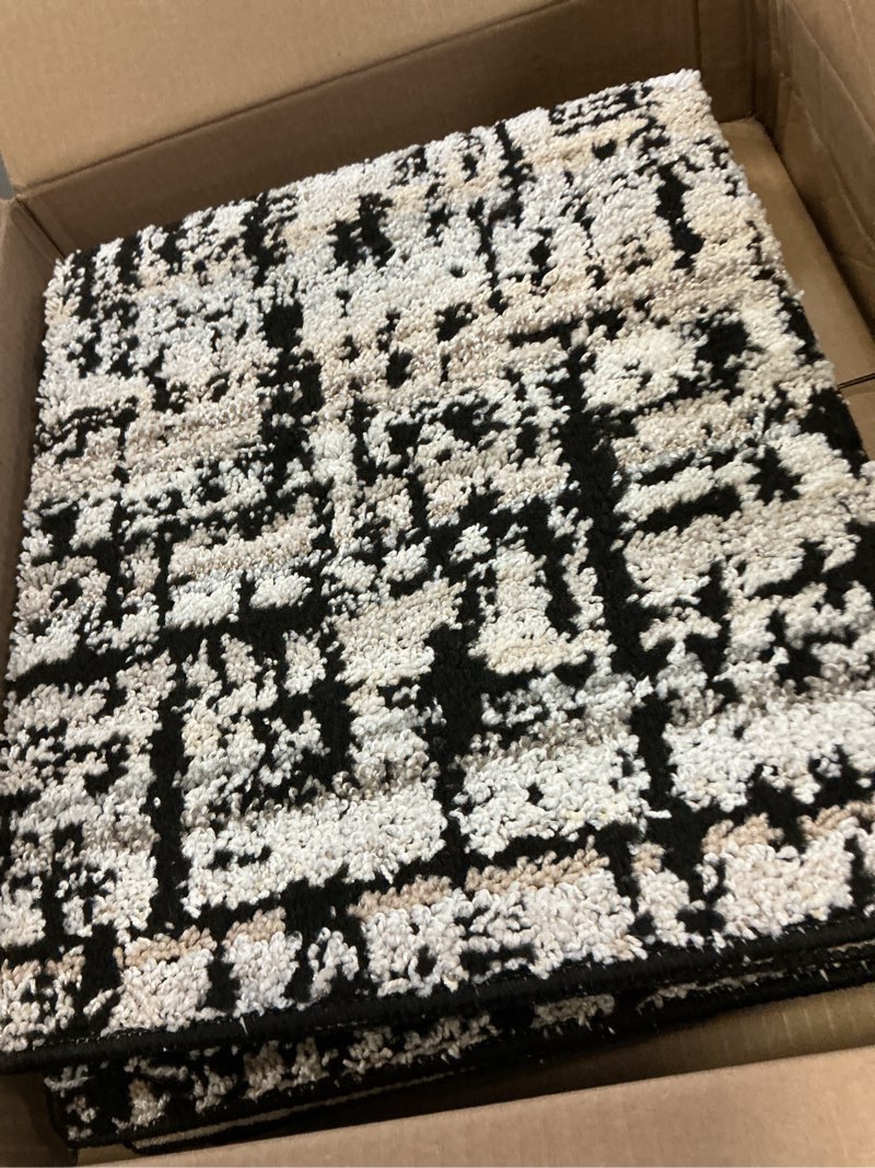 Condition photo showing Good Condition for garland rug rumba black/earth tones 3 ft. x 5 ft. modern abstract area rug – soft, anti-skid,carpet for living room, bedroom, dining room, farmhouse, nursery –non-shedding indoor floor rug
