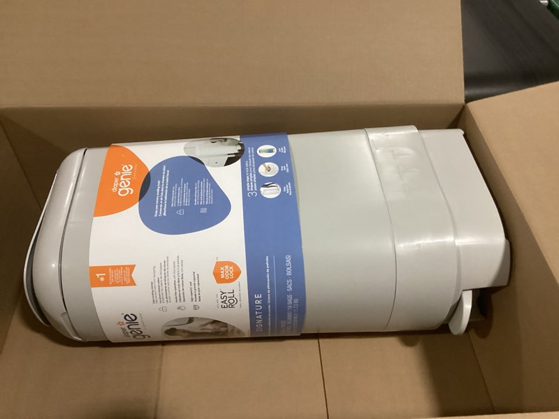 Condition photo showing Good Condition for diaper genie signature pail (grey) includes 1 easy roll refill with 18 bags | holds up to 846 newborn-sized diapers per refill new signature pail (grey) + long-lasting refill