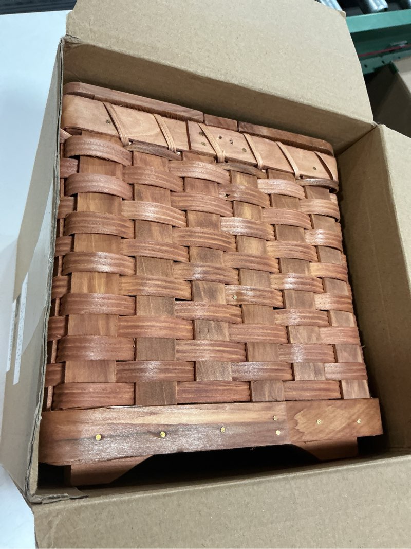 Condition photo showing Good Condition for BrightRow Bamboo Crochet Bag Organizer, Wooden Woven Yarn Storage Basket for Knitting & Crochet Supplies, Portable Yarn Holder for Skeins, Hooks & Needles, Natural Wood Color, 8.7 x 7.5 x 7 in