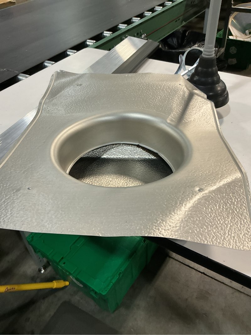 Condition photo showing As Is for 50 sq. in. nfa aluminum slant-back roof louver static vent in black (sold in carton of 6 only)
