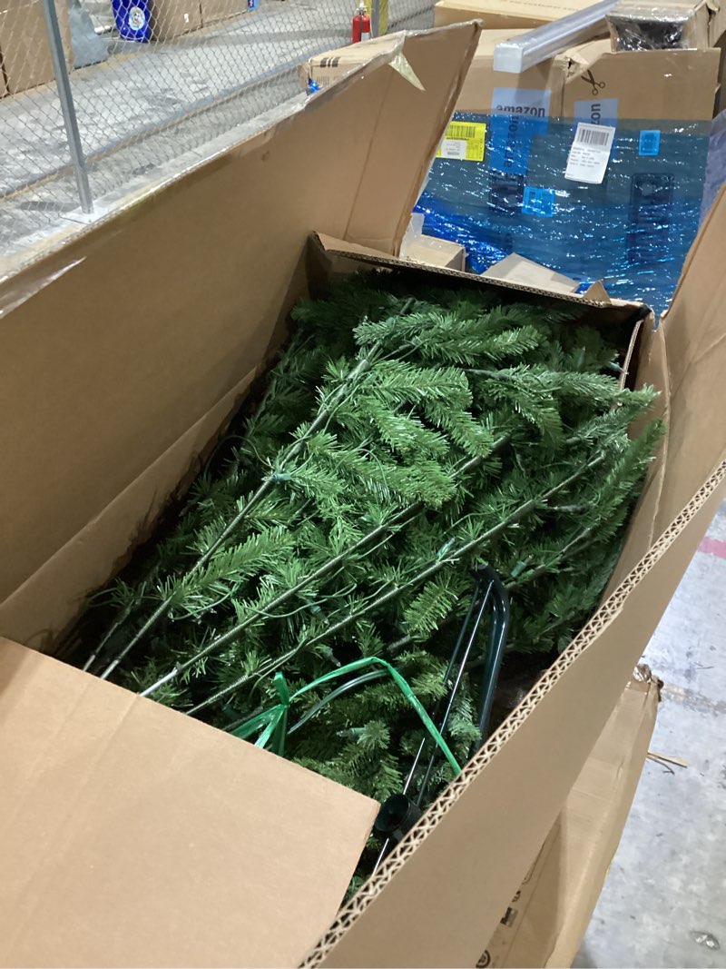 Condition photo showing New/Like New for National Tree Company 7.5 ft Pre-Lit Jersey Fraser Fir Artificial Christmas Tree, 1,250 Clear Lights, 3,144 Tips, Includes Stand, Green 7ft 6in