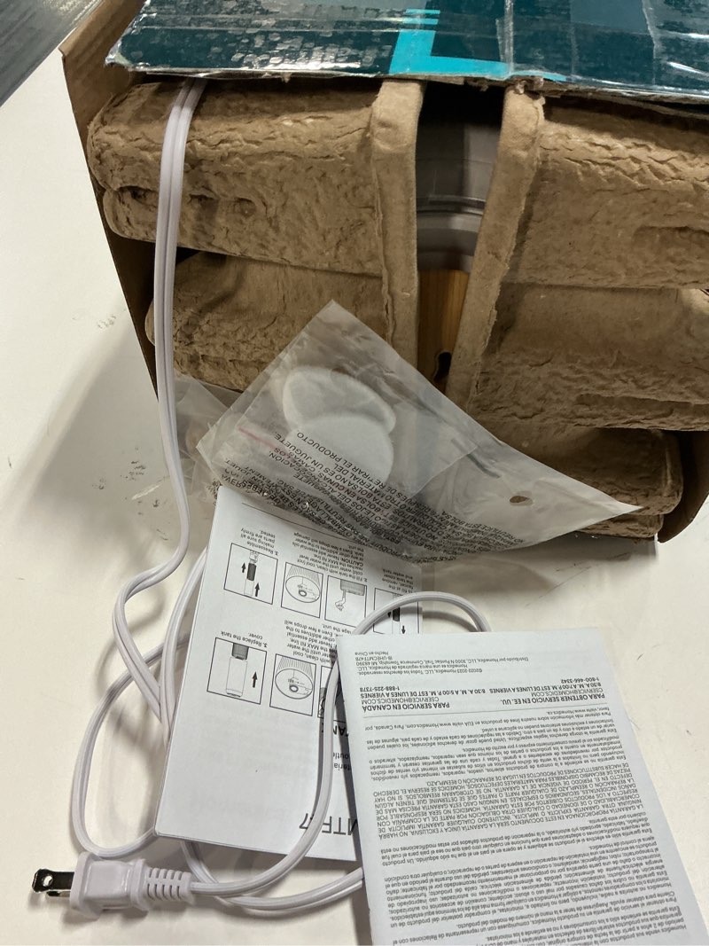 Condition photo showing As Is for Homedics Ultrasonic Humidifier, Bedrooms and Home Offices, 0.97-Gallon Tank, 45-Hour Runtime, Visible Ultra-Quiet Cool Mist, Aromatherapy, Demineralization Cartridge, Night-Light, Auto-Off, White