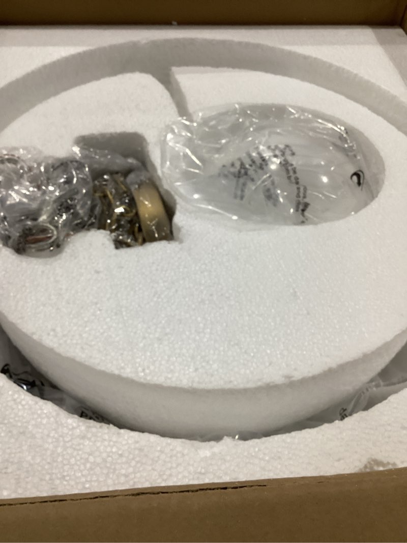 Condition photo showing New/Like New for Y'INSP Glass Pendant Light Fixtures, 15.98" Milk Glass and Gold Pendant Light Kitchen Island, Modern Mid Century Hanging Light for Dining Room, Bedroom, Hallway, Foyer