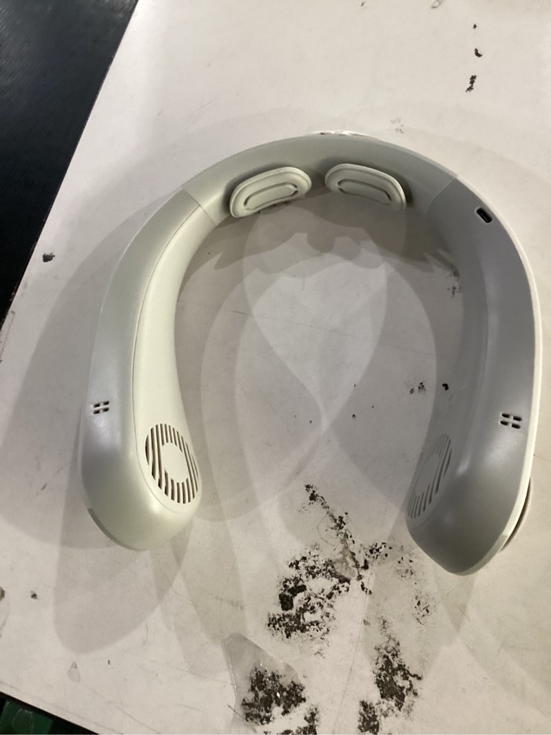 Condition photo showing Good Condition for portable neck fan that blow cold air, led display, rechargeable hands-free wearable cooling personal fan, 5 speed, neck support, bladeless neck air conditioner, gifts for women/men, hot flashes gray