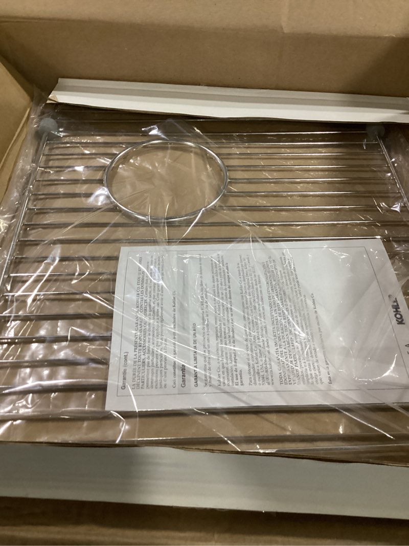 Condition photo showing Good Condition for kohler k-6197-st brookfield right-hand sink rack, stainless steel, l 12-7/8", h 5/8", w 14-7/8"