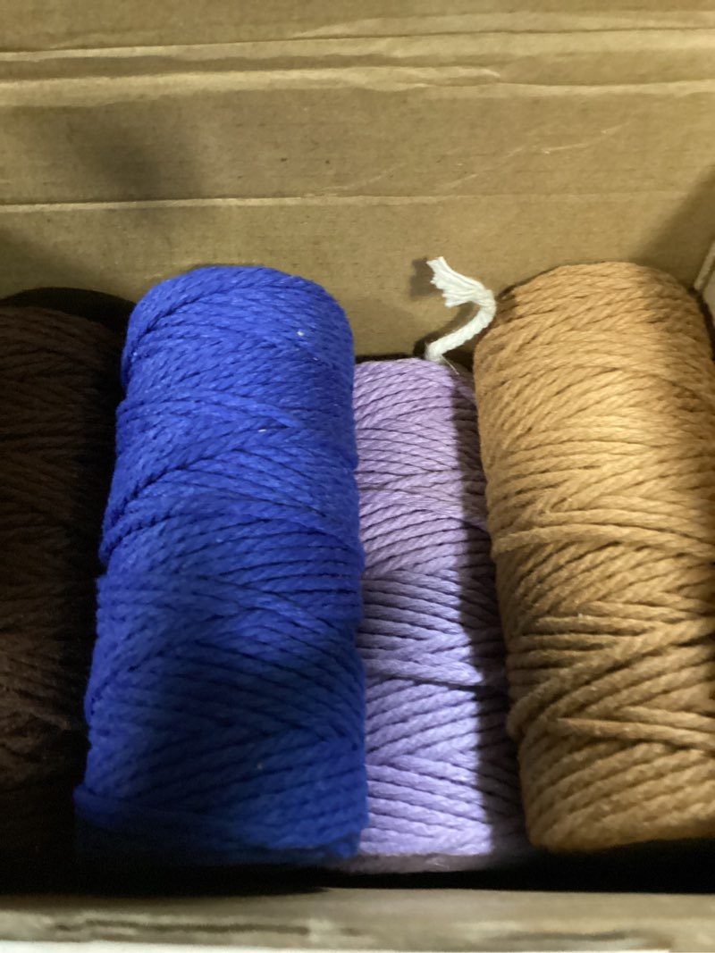 Condition photo showing New/Like New for 32 rolls macrame cord 3 strand 2mm x 1760 yards natural cotton rope bulk colored cotton craft cord diy twine colorful macrame string for knitting gift wrapping wall hanging