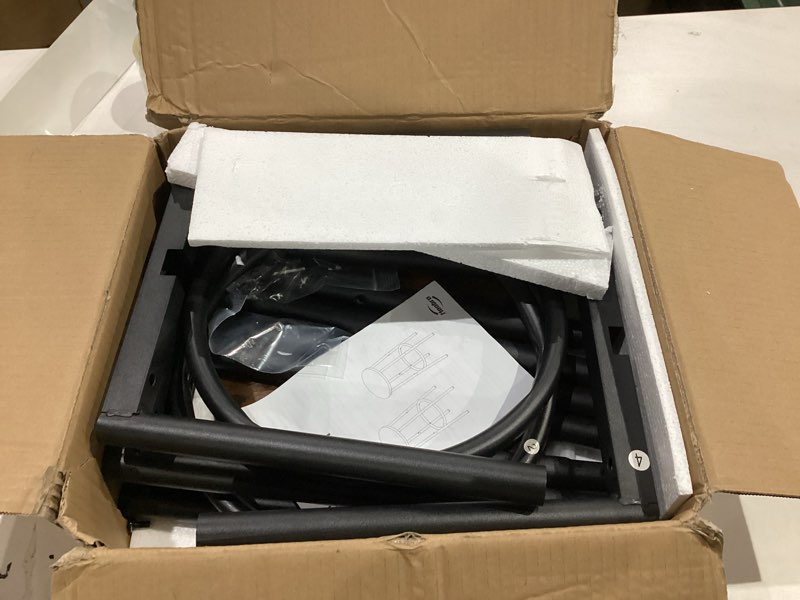 Condition photo showing As Is for HOOBRO Bar Stools, Set of 2 Bar Chairs, Kitchen Round Height Stools with Footrest, Breakfast Bar Stools, Sturdy Steel Frame, for Dining Room, Kitchen, Party, Easy Assembly, Rustic Brown BF03BY01 1 Rustic Brown