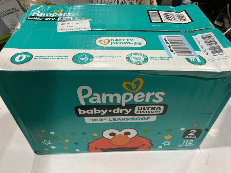 Condition photo showing New/Like New for pampers diapers - baby dry - size 2, 112 count, absorbent disposable infant diaper (packaging may vary) size 2 112