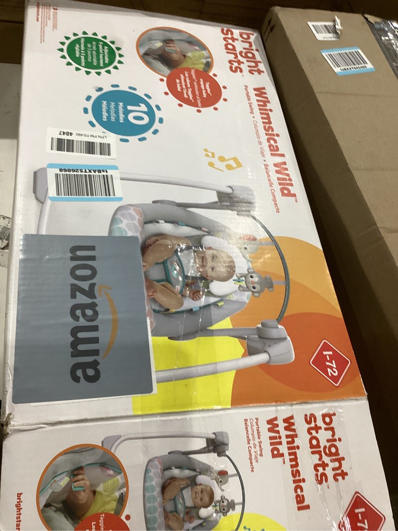 Bright Starts Portable Automatic 6-Speed Baby Swing with Adaptable Speed, Taggies, Music, Removable-