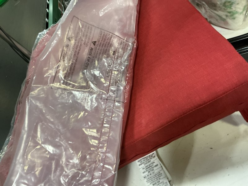 Condition photo showing Good Condition for arden outdoor deep seat cushion set, 22 in x 24 in, weather-proof, rain-proof, fade resistant patio cushion ruby red leala