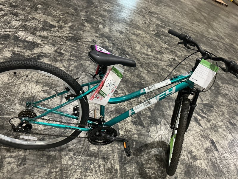 Condition photo showing As Is for huffy 29" rock creek mountain bike, fits riders 60"+, teal, adult, women's