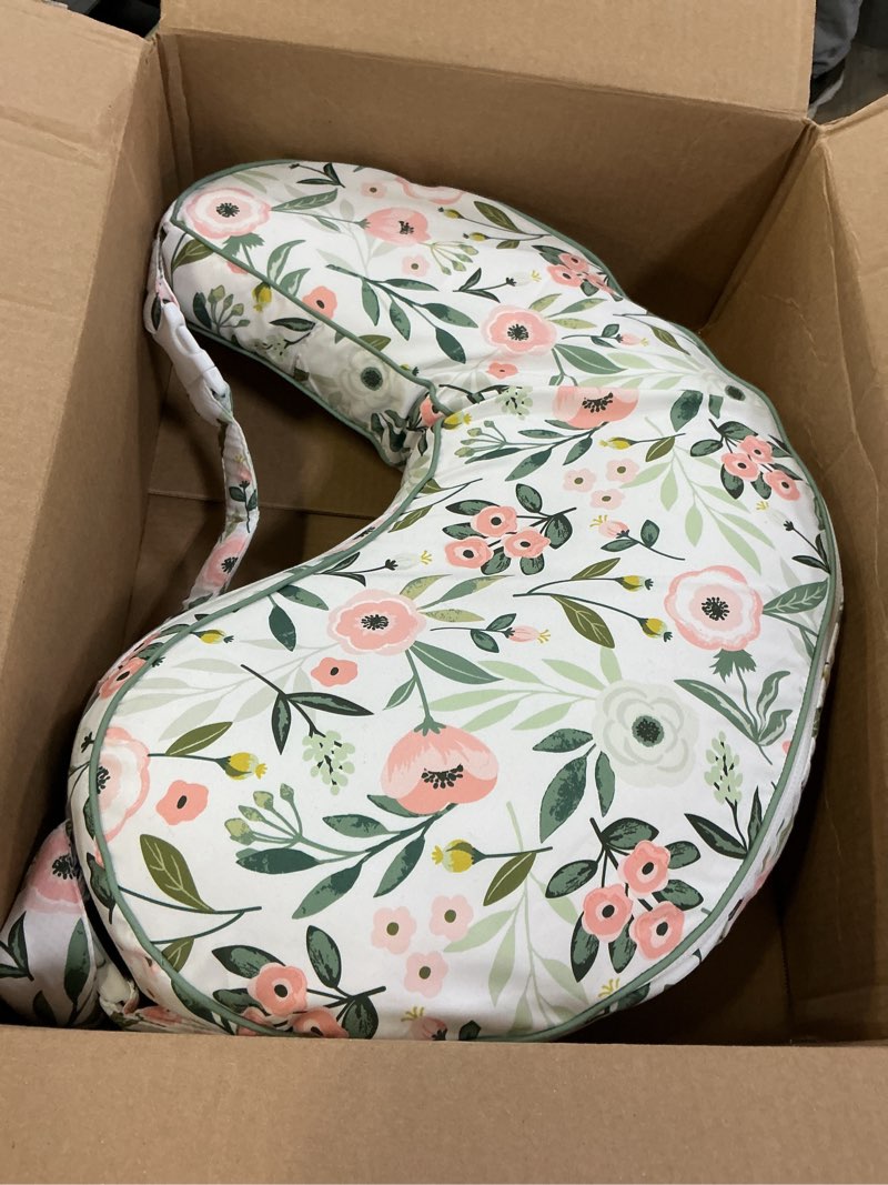 Condition photo showing Good Condition for Boppy Uplift Nursing Pillow - Wedge Bottle & Breastfeeding Pillow to Reduce Spit-Up and Reflux Symptoms, with Body-Inclusive Opening and Belt, Baby Safety Alliance Verified - Pink Garden Flowers Pillow Pink Garden Flowers