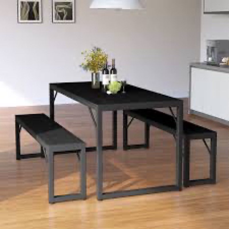 ezzah 3 - piece dining set, dining table with 2 benches for 4