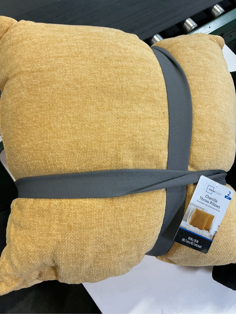 Condition photo showing Good Condition for mainstays 18" x 18" solid chenille yellow polyester decorative pillow set (2 count)
