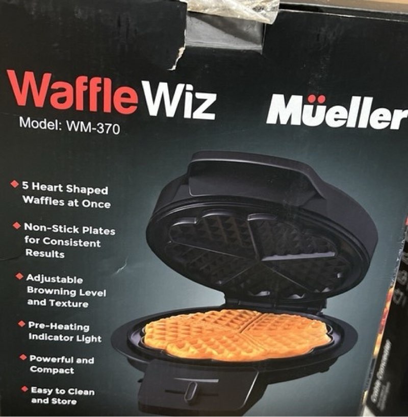 mueller heart waffle maker, 5 belgian waffle iron, adjustable browning control,