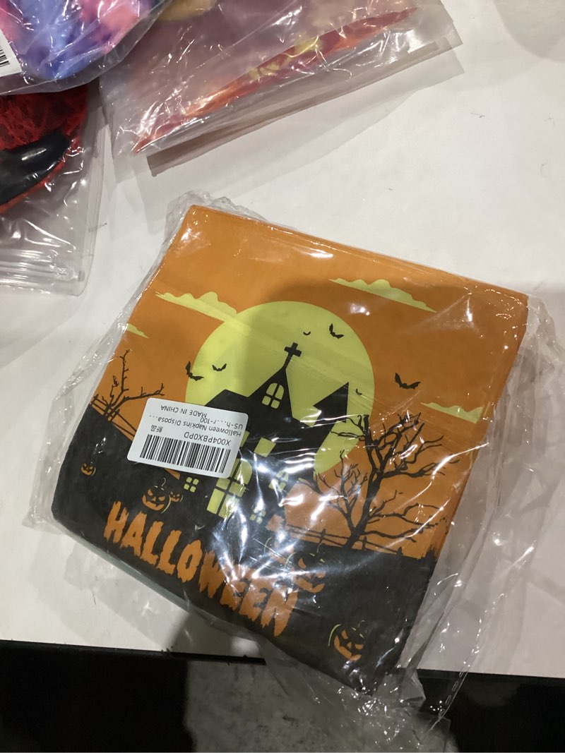 Condition photo showing New/Like New for QPIXVB 100pack Orange Napkins Disposable,Halloween Dinner Napkins Paper,Halloween Black Castle Pumpkin House Decorative Dinner Cocktail Napkin for Halloweens Party Supplies,Fall Paper Napkin,2 Layers halloween paper-100