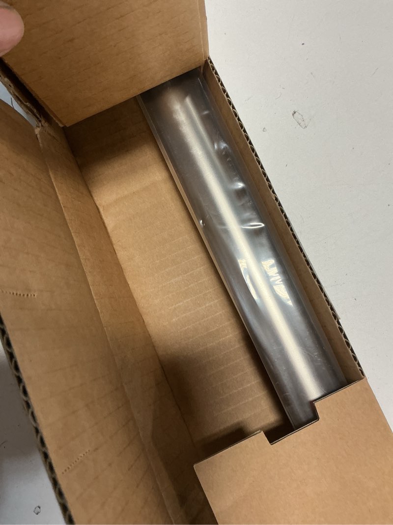 Condition photo showing New/Like New for Ivilon Decorative Window Curtain Rod - Carved Square Finials, 1 1/8 in Rod, 28 to 48 in. Satin Nickel