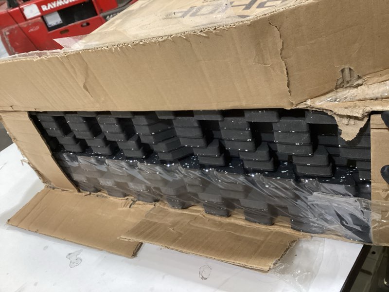 Condition photo showing As Is for AIRHOP 0.56in Thick 48 Sq Ft Exercise Equipment Mats, 12 Tiles Upgraded Rubber Top with High Density EVA Foam, Large Interlocking Puzzle Gym Flooring for Home Gym, Heavy Weight Workout, 24 x 24in Black/White 48 Sq Ft (12 Tiles)