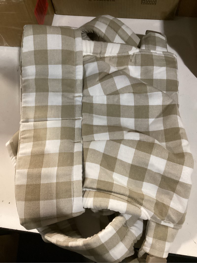 Condition photo showing New/Like New for momcozy baby carrier with natural cotton linen, built to last, ergonomic design, lightweight and comfortable, hands-free for moms&dads, brown checkerboard cotton linen-brown checkerboard