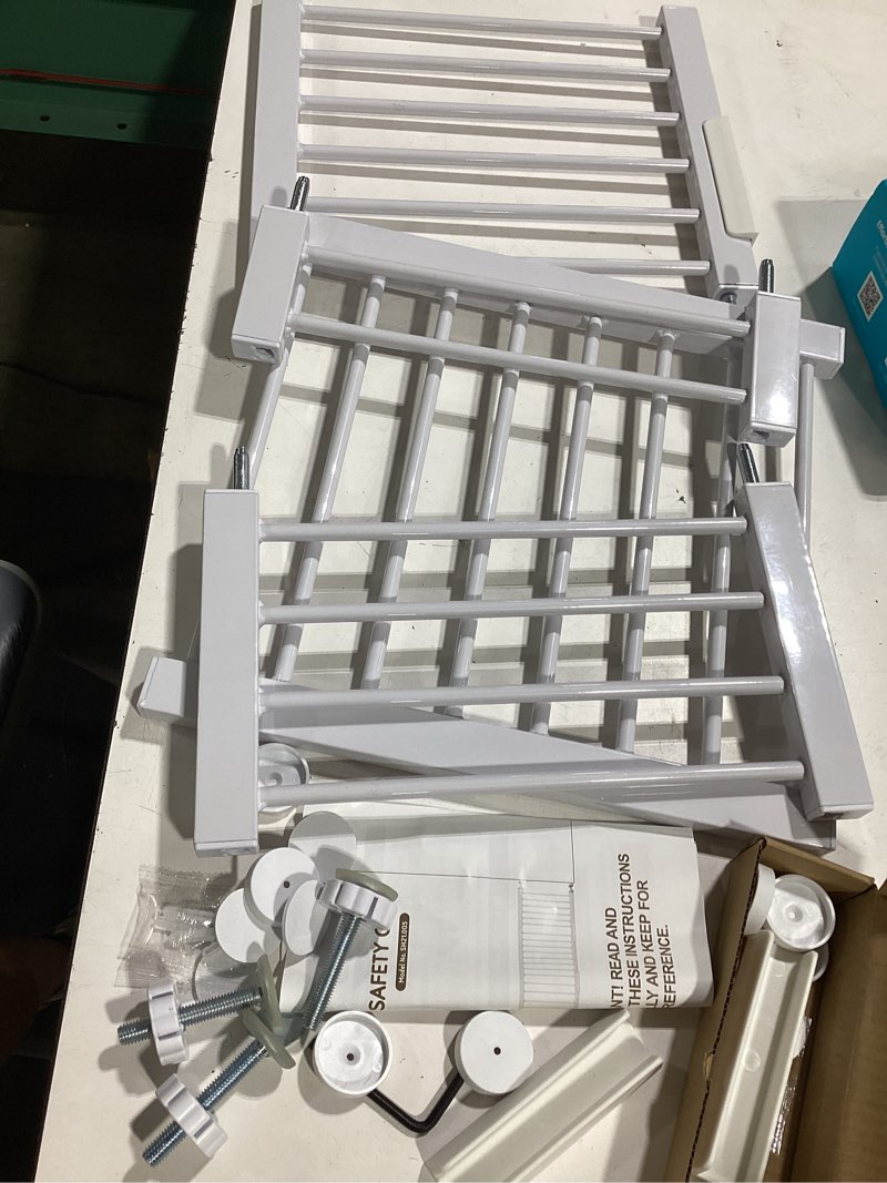 Condition photo showing Good Condition for dog gate - 16.5" small pet safety gates,easy to step over, 13.77"-41.3" adjustable extra wide, pressure mounted metal doggy gtae for indoor,kitchen 16.5"h×13.77"-41.3"w
