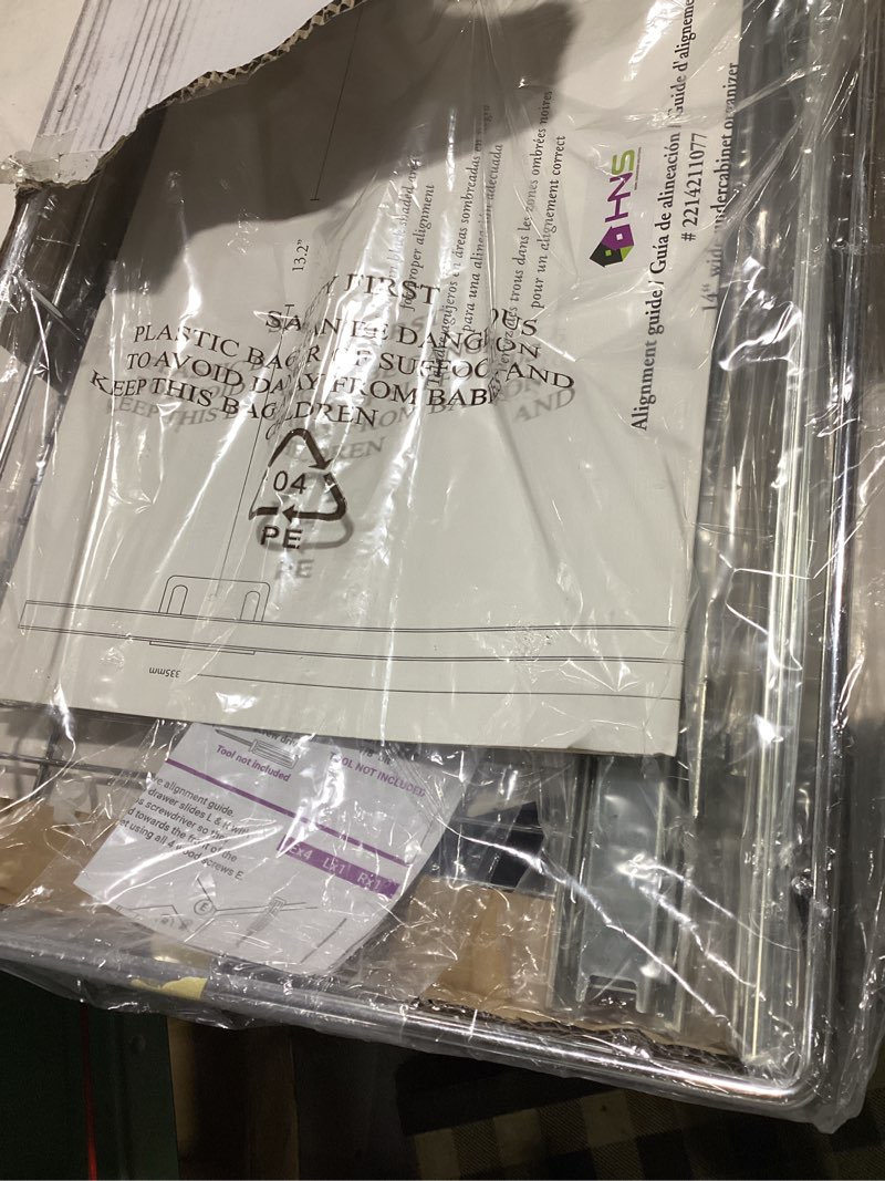 Condition photo showing New/Like New for HOLDN’ STORAGE Pull Out Cabinet Organizer, Heavy Duty Caddy w/Lifetime Limited Warranty -14”W x 21”D - Requires At Least 15-1/4” Cabinet Opening, Steel Metal Cabinet Drawers Slide Out, Chrome 14" W x 21" D