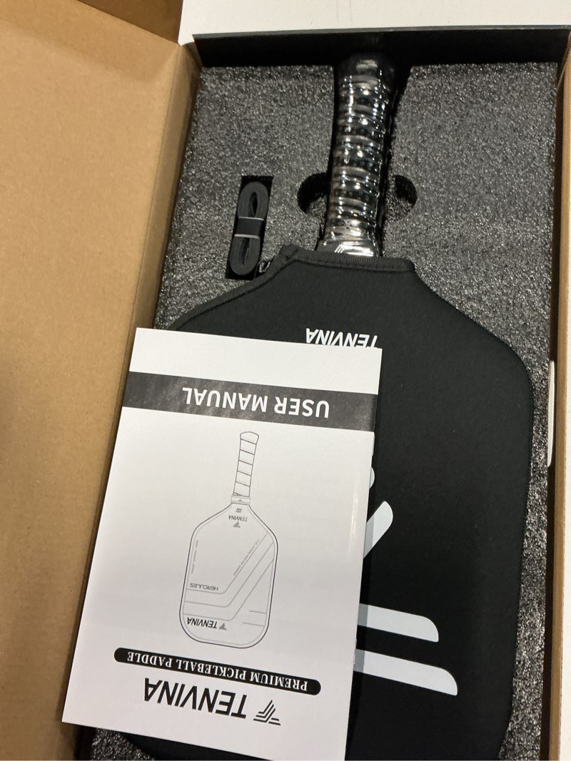 Condition photo showing New/Like New for tenvina pickleball paddles, multi-layer t700sc textured carbon fiber pickleball paddle, pickle ball paddle with strong spin & power surface, 4-types of shapes and thicknesses, usapa approved carbon-elongated-16mm control