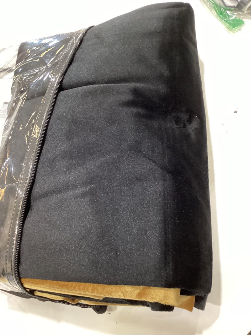 Condition photo showing Good Condition for velvet curtains for living room blak gold 72 inches long,2 panels blackout curtains modern color block back tab rod pocket soundproof drapes for bedroom window decor black & gold 52"w x 72"l (pack of 2)