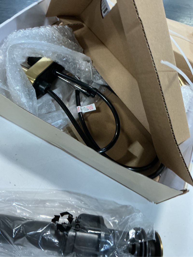 Condition photo showing Good Condition for allen + roth harlow simplefit brushed nickel pvd 4-in centerset 2-handle watersense mid-arc residential handle bathroom sink faucet with drain with deck plate