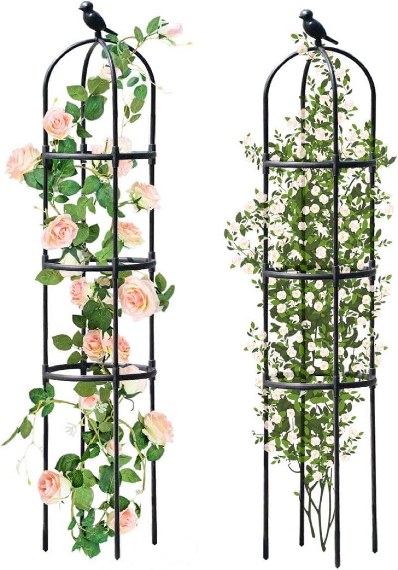 garden trellis for climbing plants outdoor, metal plant trellis with pe coated, rustproof plant support for flowers vegetable vine, tomato cage for potted plants indoor outdoor,lightweight - 1 pack