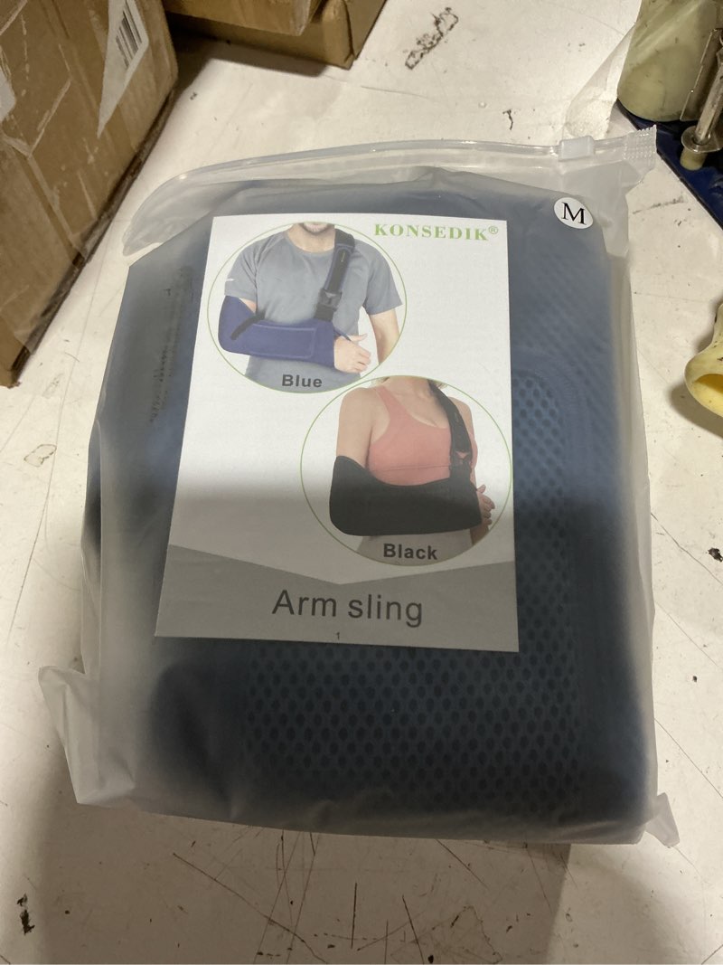 Condition photo showing New/Like New for konsedik breathable arm sling,padded shoulder support brace with anti-slip thumb loop,unisex immobilizer for rotator cuff injury,elbow clavicle fracture left right arm post-surgery recovery(blue, medium) blue medium