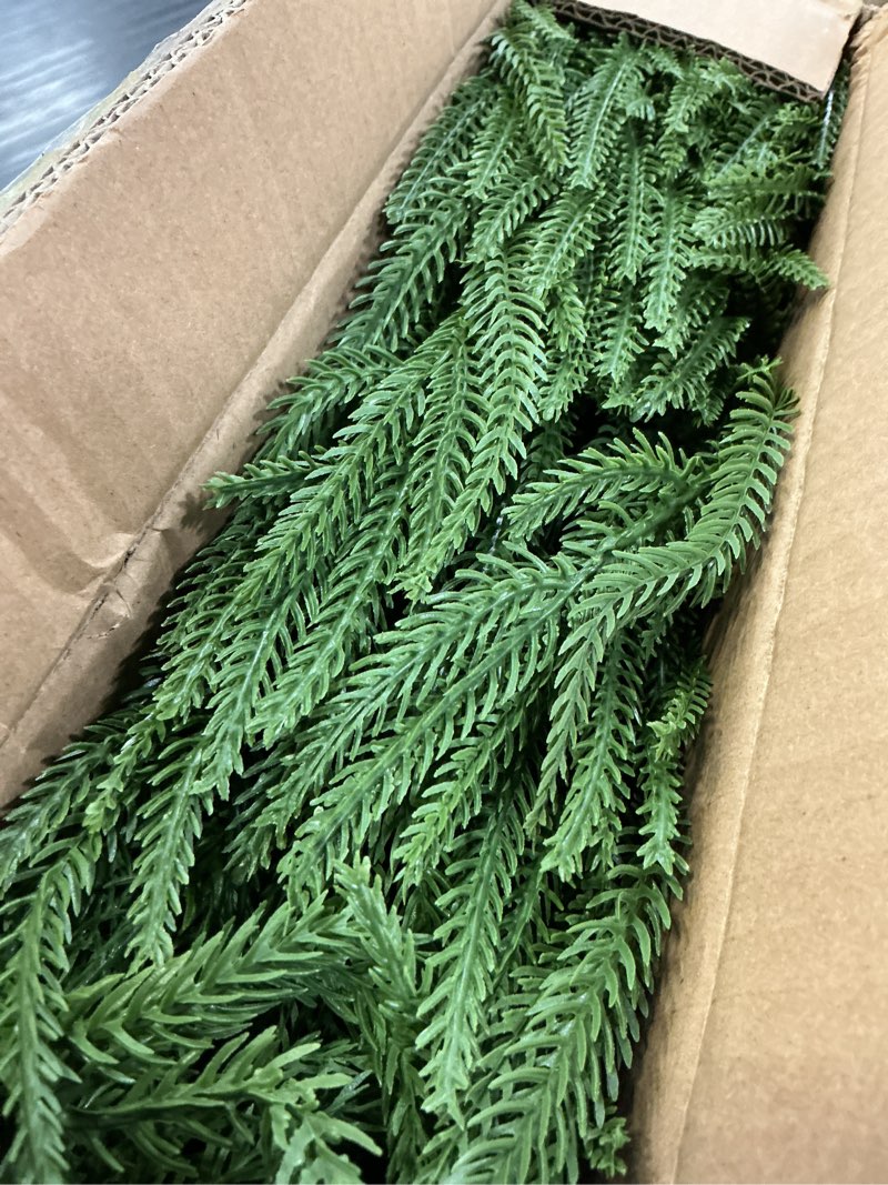 Condition photo showing New/Like New for 6ft Artificial Christmas Garland with Lights, Real Touch Norfolk Pine Garland, Green Christmas Garland for Mantle, Table, Fireplace, Indoor, Outdoor Christmas Decorations 1 6FT