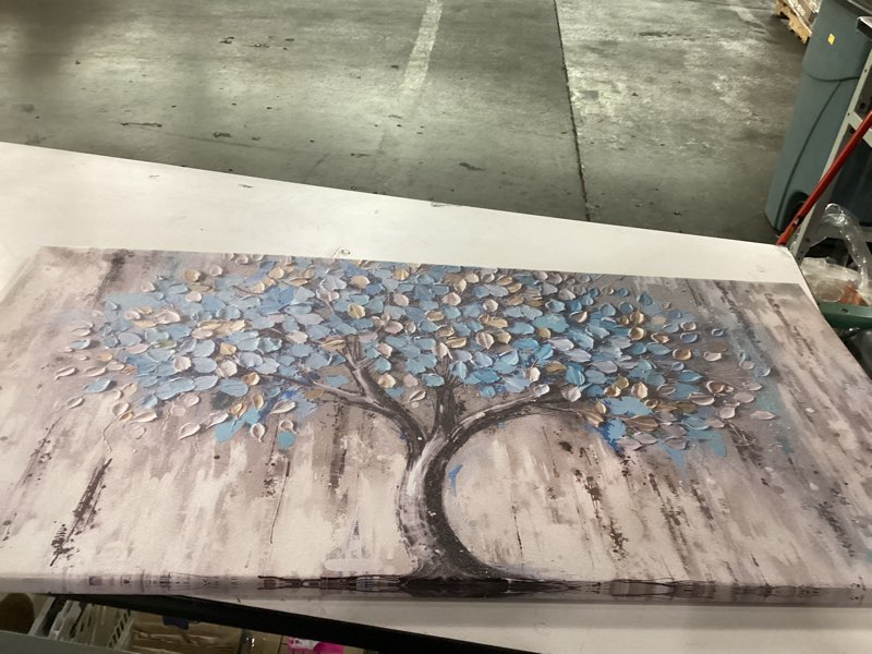 tree of life canvas wall art - abstract light blue artwork for living room bedroom decor, modern fra