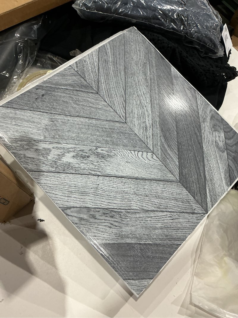 Condition photo showing Good Condition for art3d 30-pack herringbone peel and stick vinyl floor tiles, 12" x 12" self adhesive waterproof wood flooring plank for kitchen bathroom bedroom, cover 30 sq. ft, grey 12 x 12 inch herringbone - grey 30