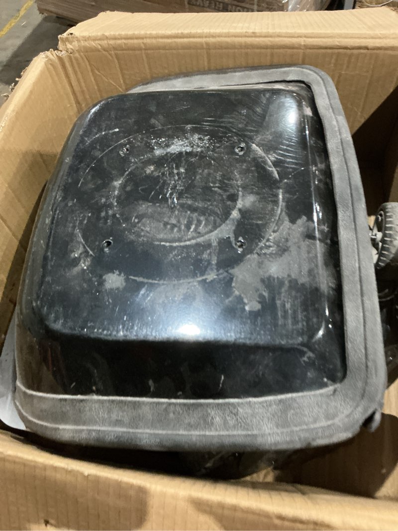 Condition photo showing As Is for sunex tools 8514 300-pound capacity telescoping tractor seat with parts tray and 3.5-inch heavy duty casters