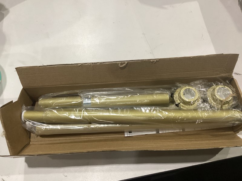 Condition photo showing New/Like New for mcrbeay shower curtain rod, 1" diameter heavy duty tension shower rod, non slip adjustable 28-74 inch no drilling shower curtain rods spring tension for bathroom, shower stall, no rust, chrome gold 28-74 inches gold