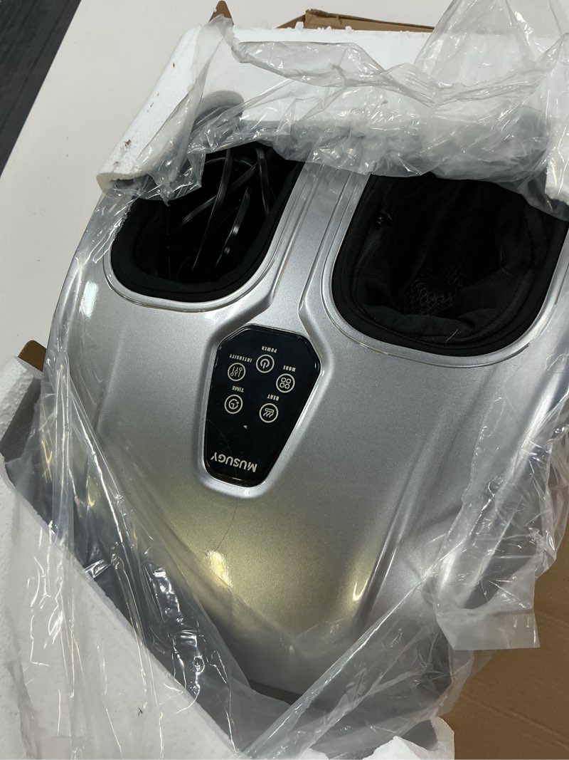 Condition photo showing As Is for foot massager with heat and compression 2026 upgraded shiatsu style | comfortable combination of heat, kneading, vibration & compression,for plantar fasciitis & neuropathy silver