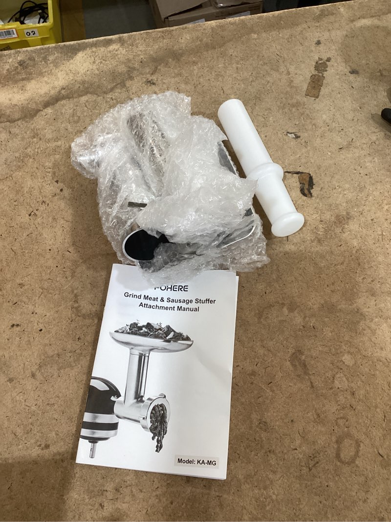 Condition photo showing Good Condition for meat grinder attachment for kitchenaid stand mixer, 15pcs stainless steel meat grinder accessories for kitchen aid with 4 grinding plates, 2 sausage stuffer tubes, 3 grinding blades, 1 large food tray
