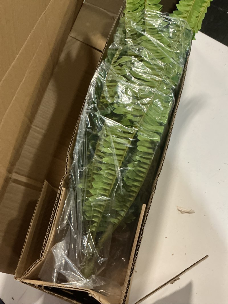 Condition photo showing Good Condition for Single Silky Artificial Boston Fern Bush, 43Inch Large Artificial Ferns for Outdoors, Large Faux Ferns Artificial Plants,Suitable for Decorating Office, Living Room Faux Greenery,69Branches 43"- 69 Leaves