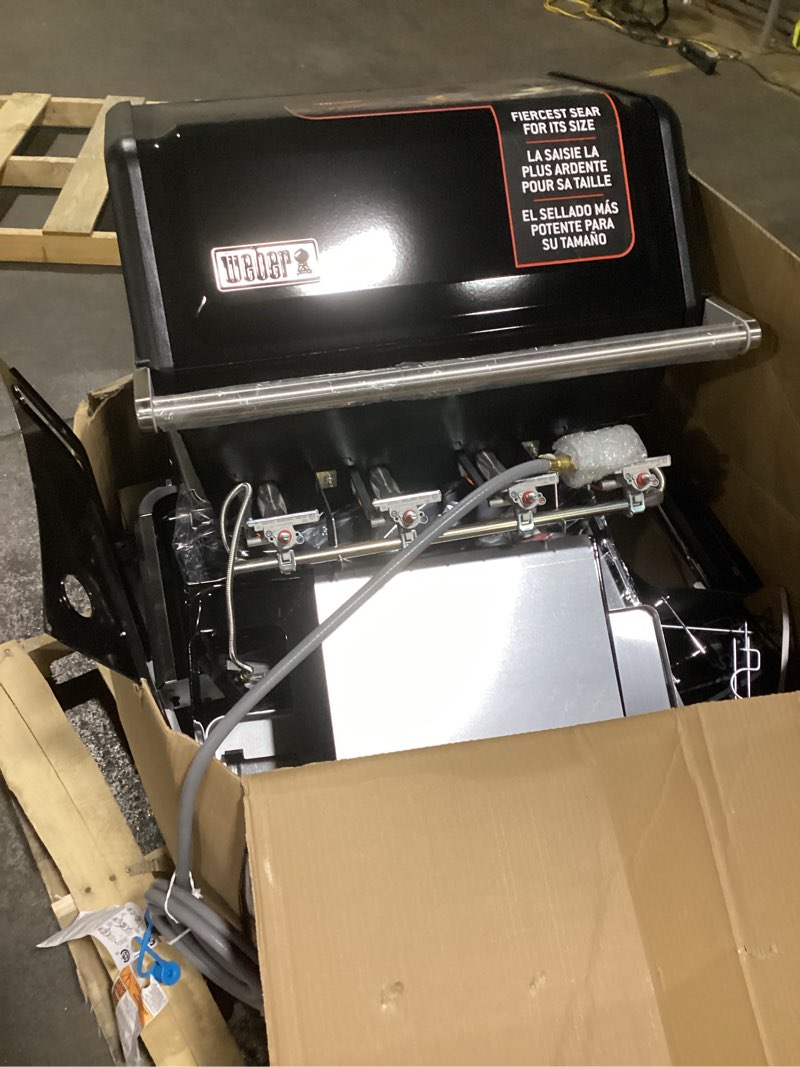Condition photo showing As Is for weber spirit s-425 natural gas grill for outdoor cooking and bbq, 4 boost burners, stainless steel 4-burner grill s-425 natural gas