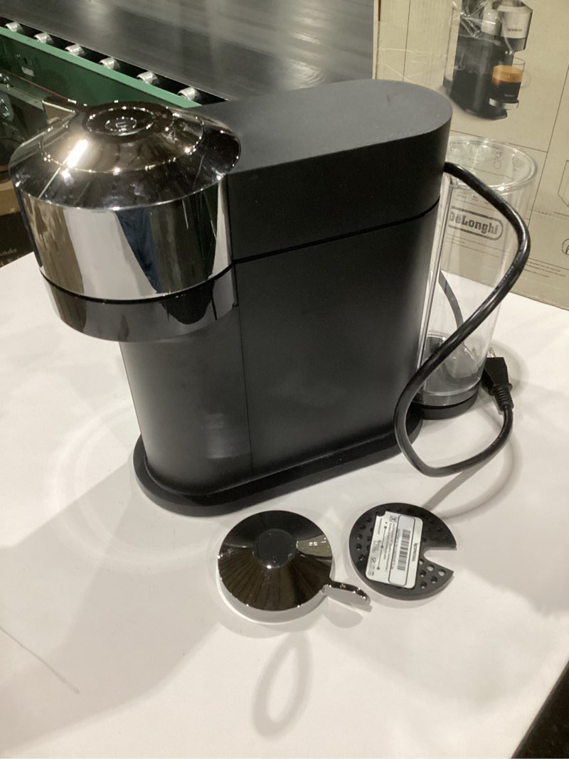 Condition photo showing As Is for nespresso vertuo next deluxe coffee and espresso machine by de'longhi, chrome machine only chrome, not tested