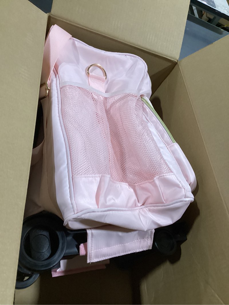 Condition photo showing Good Condition for Rolling Teacher Tote Bag with Detachable Trolley, Wheeled Teacher Bag with 15 Inch Laptop Compartment, Soft Nylon Multifunctional Tote Bag with Wheels for Teaching& Office Supplies (Pink) Fashion Pink